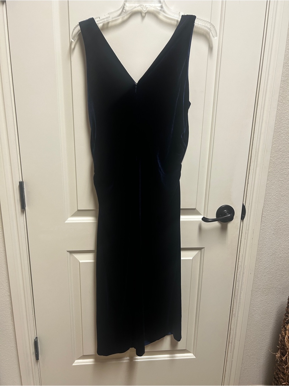 Kenzie Sleeveless Velvet Cowl Neck Midi Dress - Navy, Size 12 - Picture 7 of 10